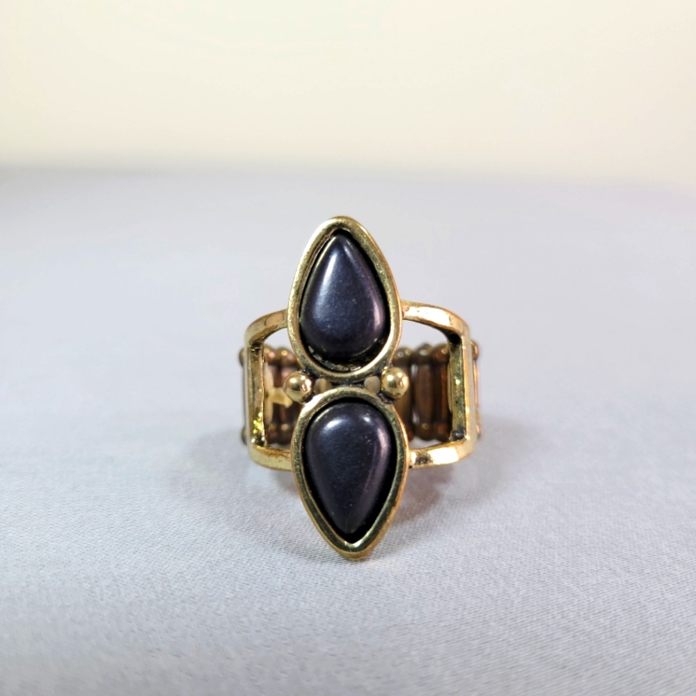 Rare Custom Made Black with Gold Setting Colored Ring, One Size